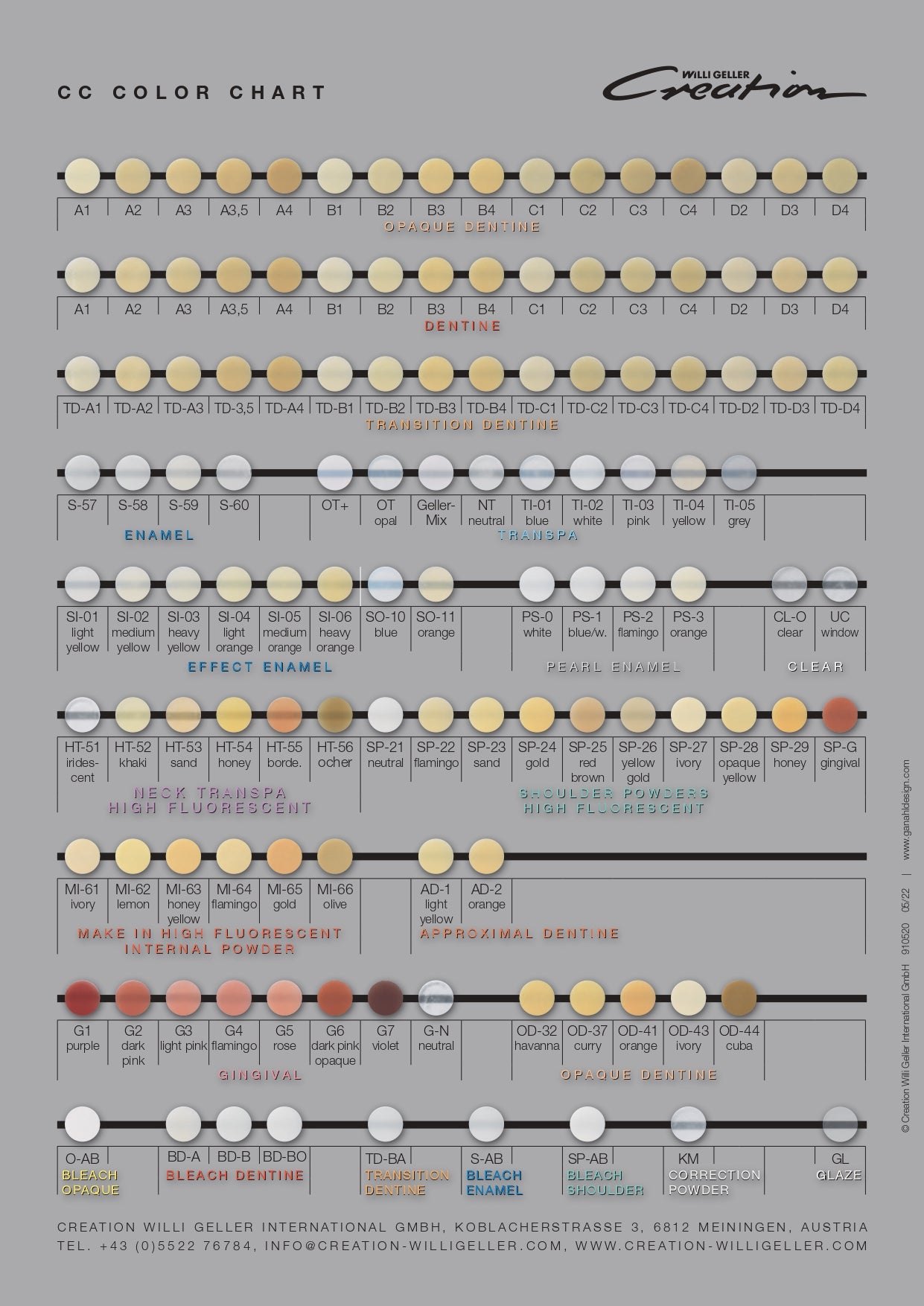 CC SHADE GUIDE OM 11-17+G