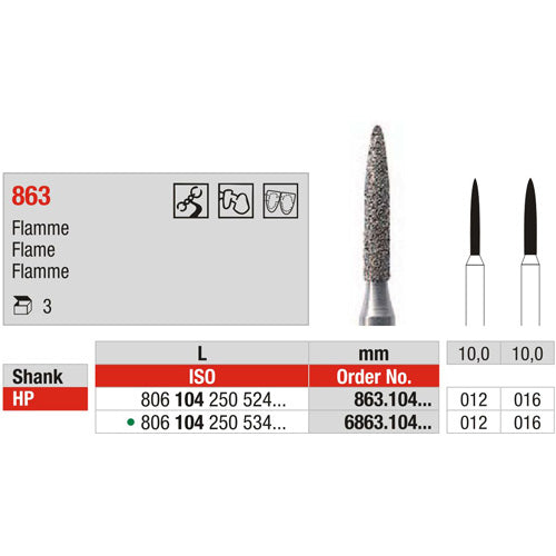 863 Flame Diamond Bur